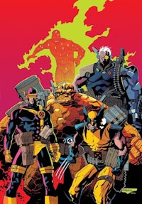 a comic book cover featuring the fantastic four and wolverine