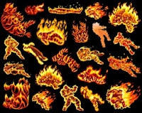 a set of flames on a black background